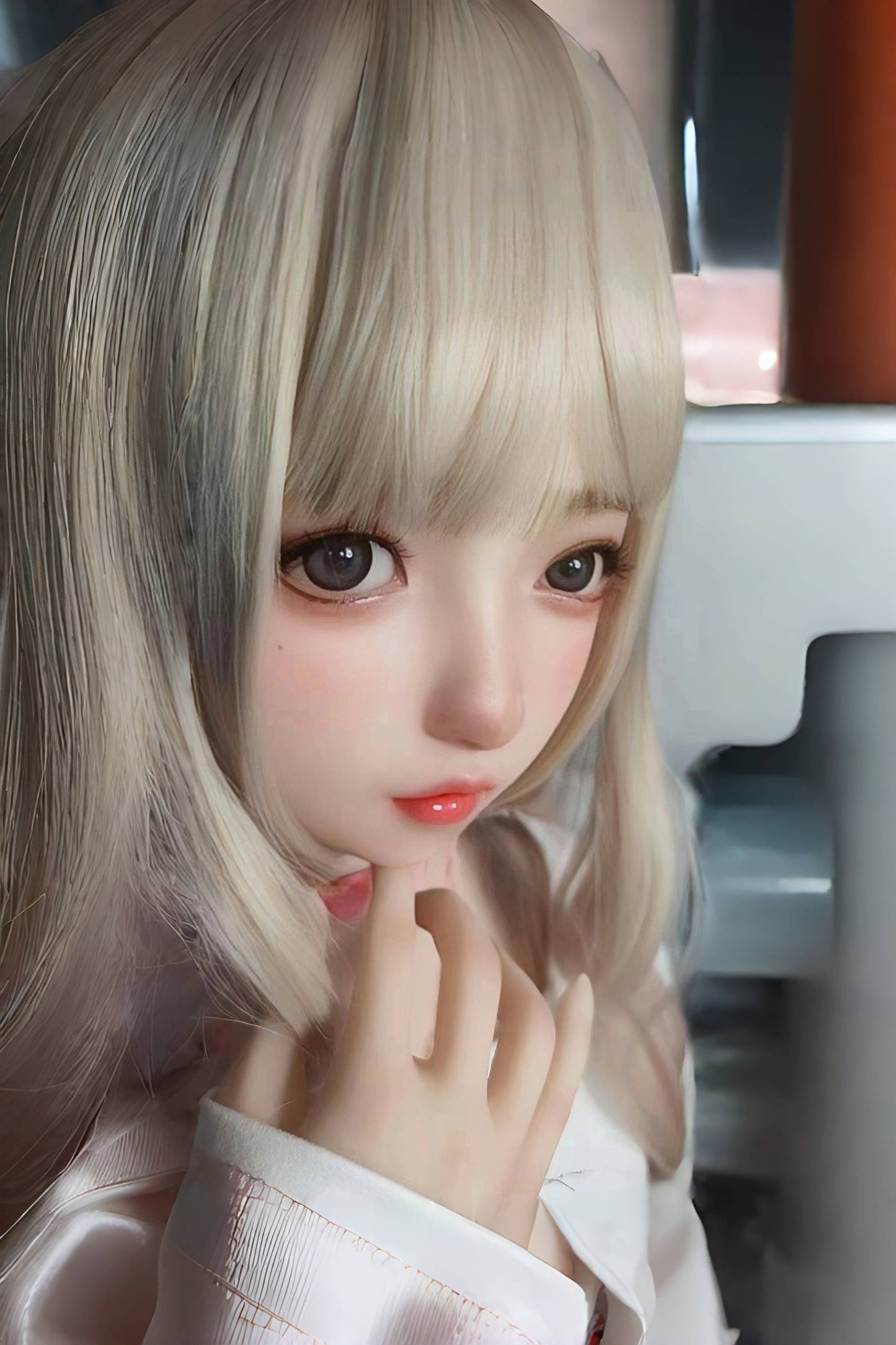 TPE Doll Head, Lovely Girl Sex Doll Head, with Wig and Mouth, M16 Doll Accessories, Life-size Doll Parts, #DG