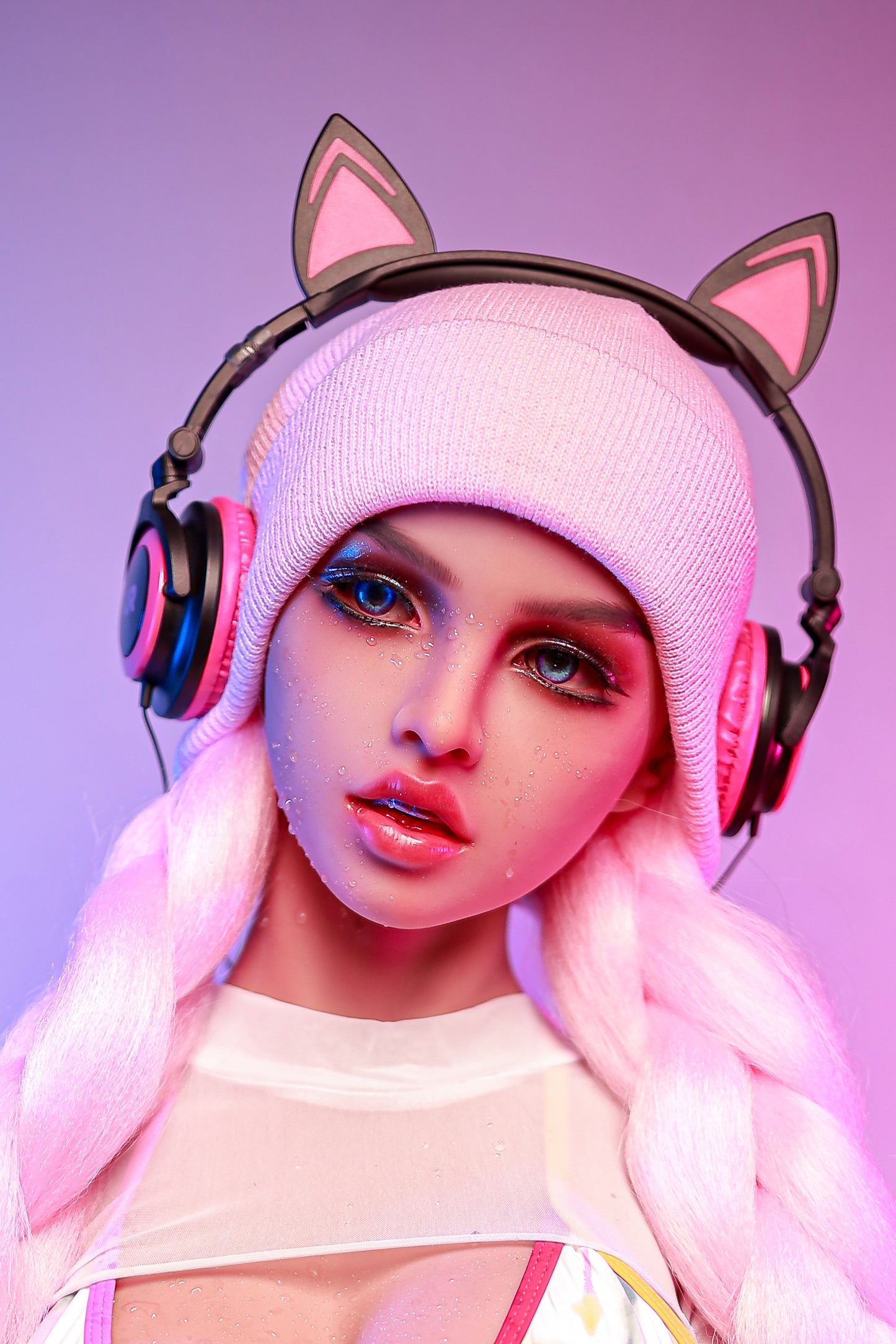 TPE Doll Head, Light Brown Lifelike Sex Doll Head, Sexy Doll Head with Wigs & Oral Hole ,#DG