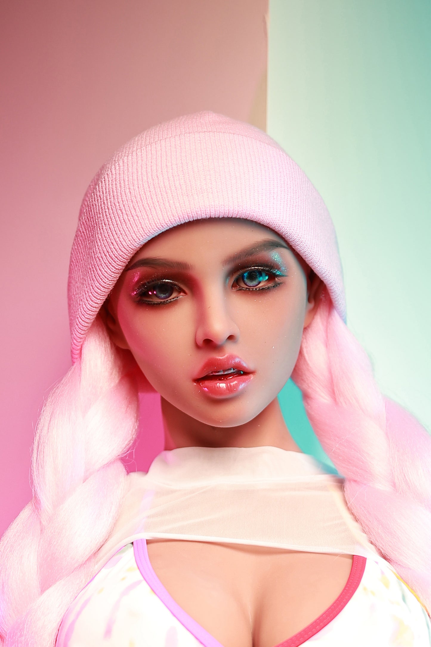 TPE Doll Head, Light Brown Lifelike Sex Doll Head, Sexy Doll Head with Wigs & Oral Hole ,#DG