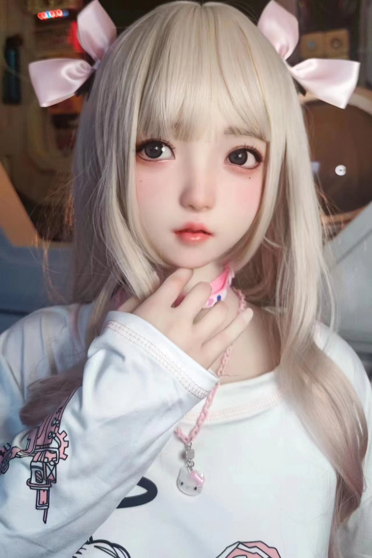 TPE Doll Head, Lovely Girl Sex Doll Head, with Wig and Mouth, M16 Doll Accessories, Life-size Doll Parts, #DG