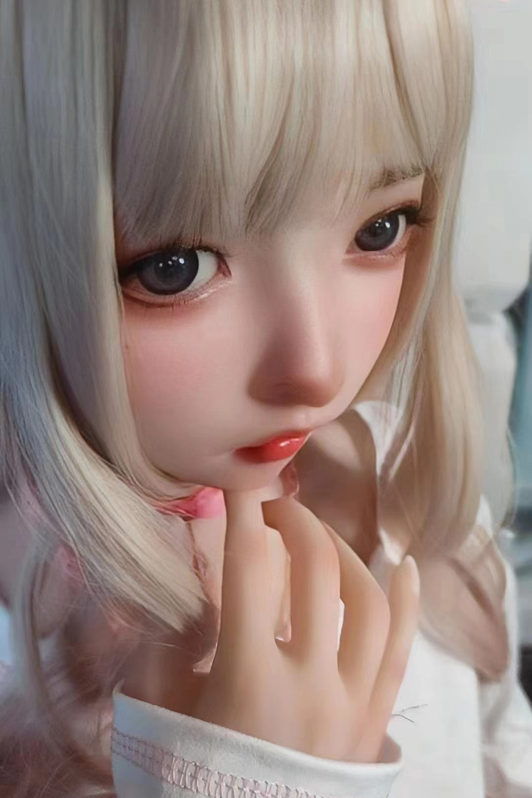 TPE Doll Head, Lovely Girl Sex Doll Head, with Wig and Mouth, M16 Doll Accessories, Life-size Doll Parts, #DG