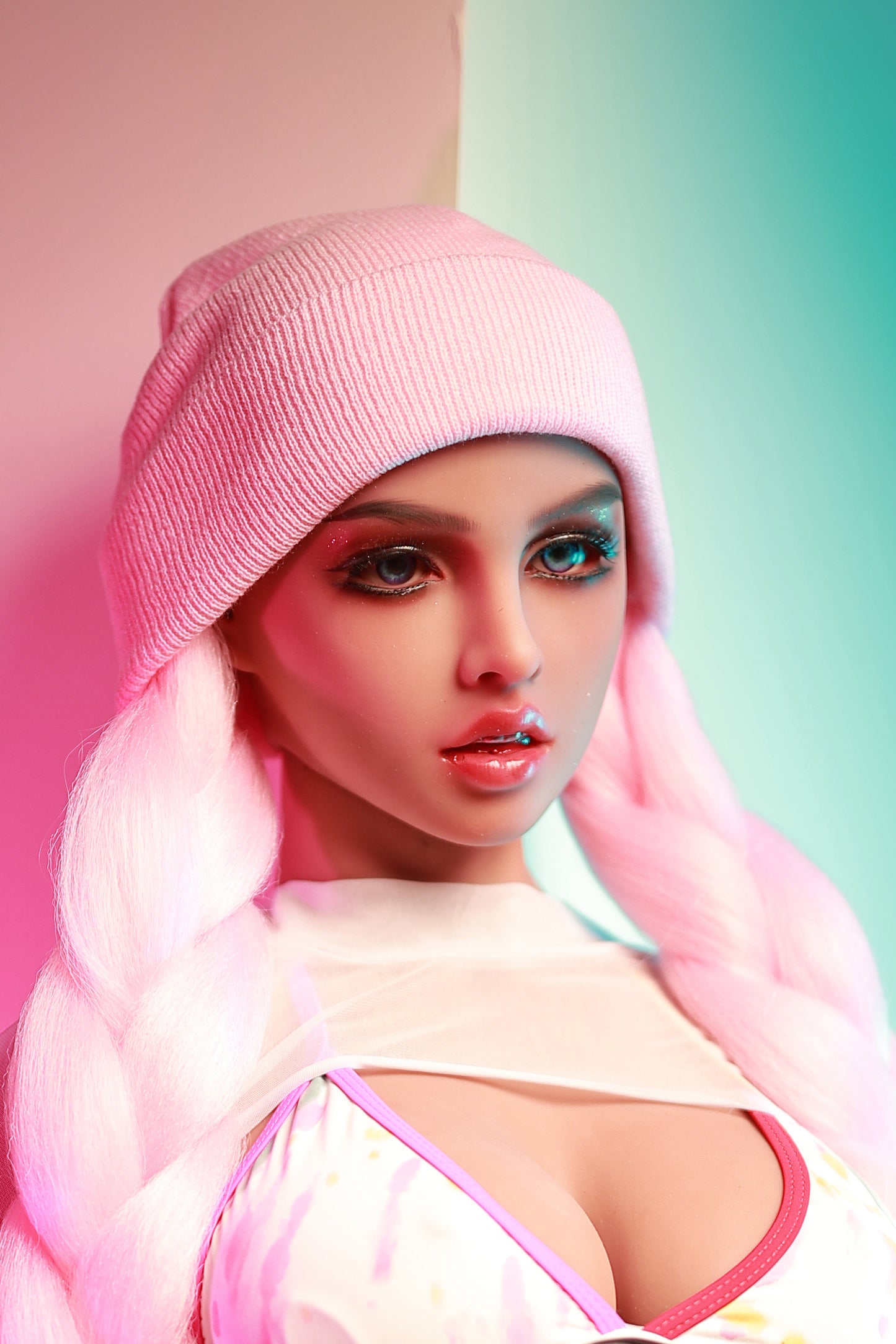 TPE Doll Head, Light Brown Lifelike Sex Doll Head, Sexy Doll Head with Wigs & Oral Hole ,#DG
