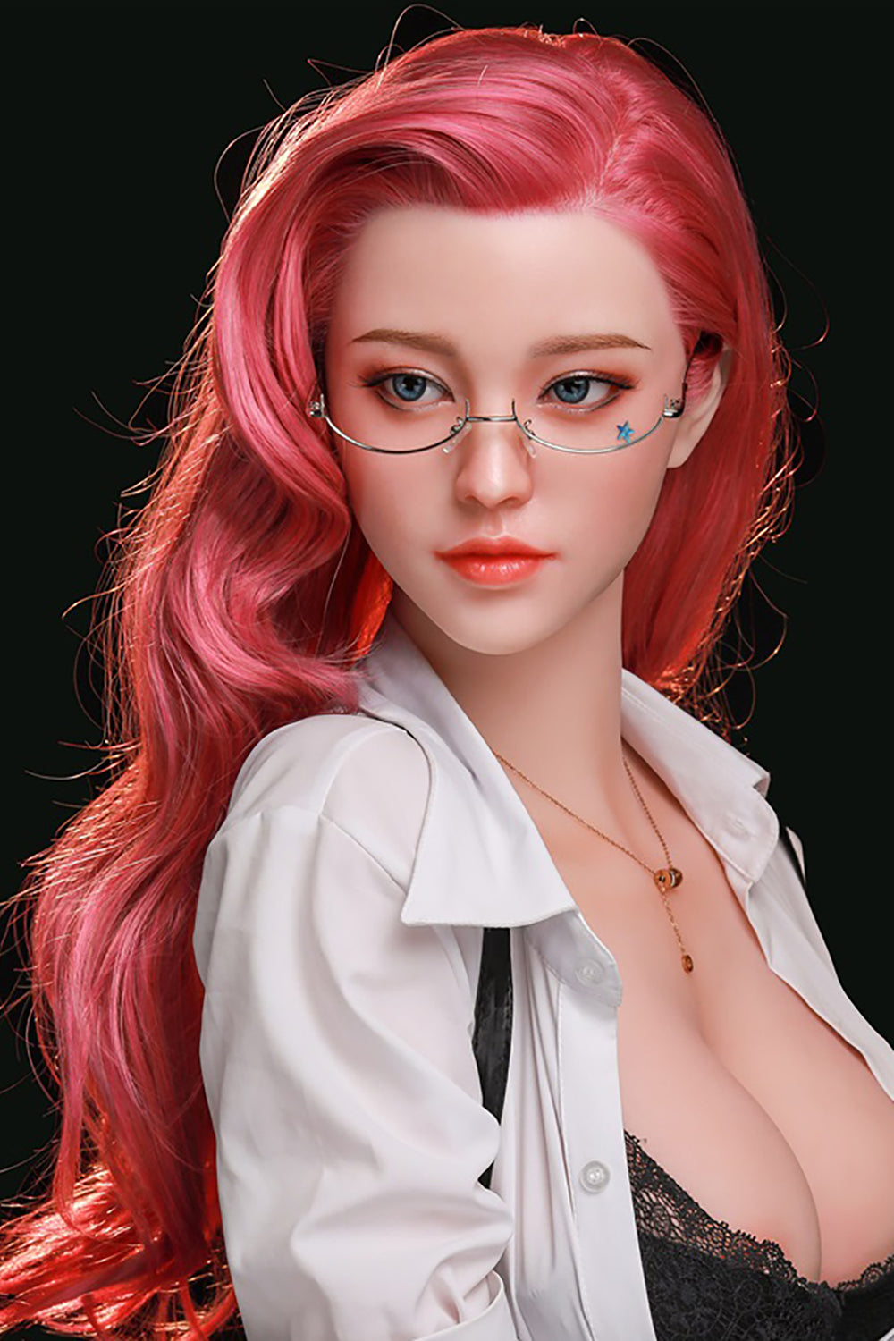 Silicone Doll Head, OL Lifelike Sex Doll Head, Sexy Teacher, Hair Transplant / Implant Hair , No Oral ,#LA