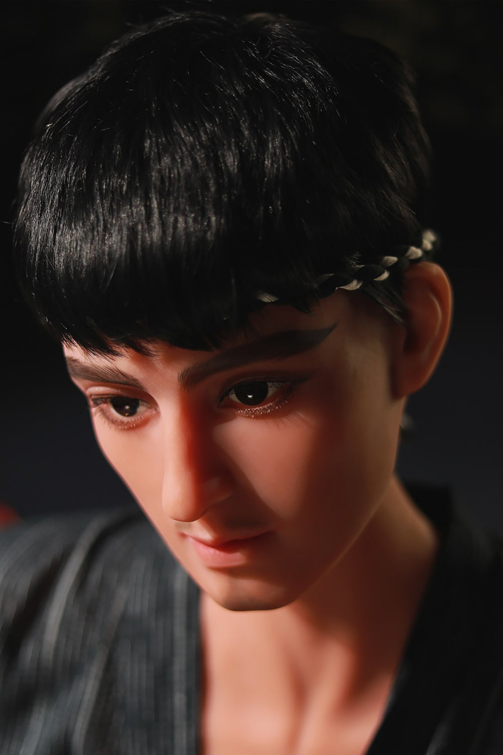TPE Doll Head, Male Head, Handsome Gentleman, Lifelike Doll Head, Soft Doll Head with Wigs & Oral Hole ,#LA