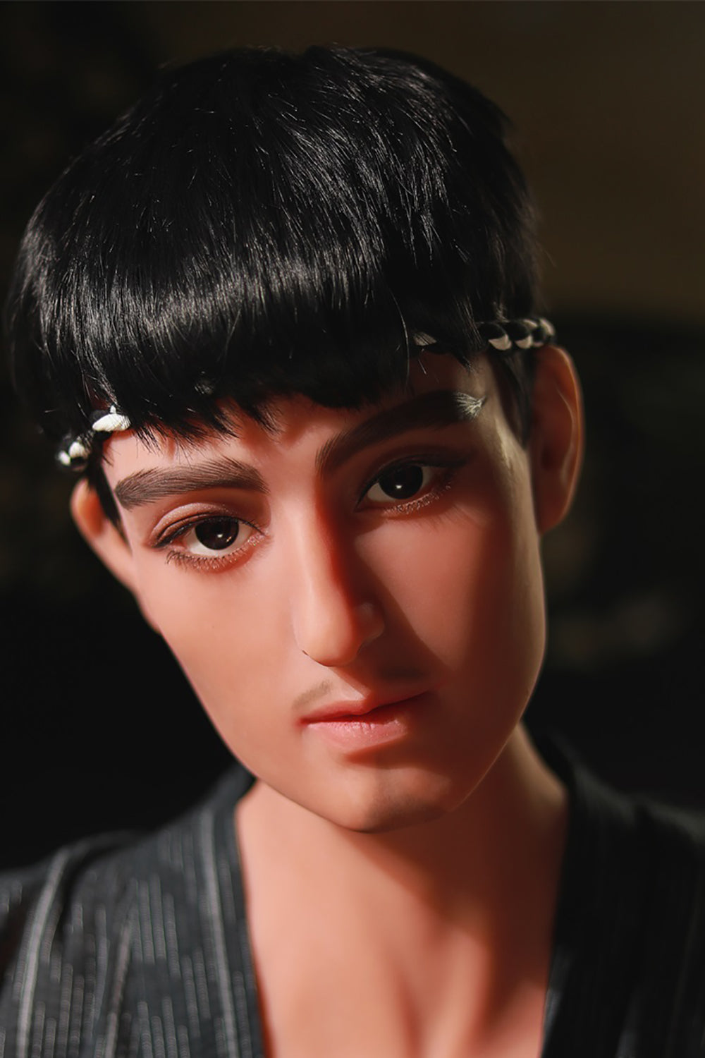 TPE Doll Head, Male Head, Handsome Gentleman, Lifelike Doll Head, Soft Doll Head with Wigs & Oral Hole ,#LA