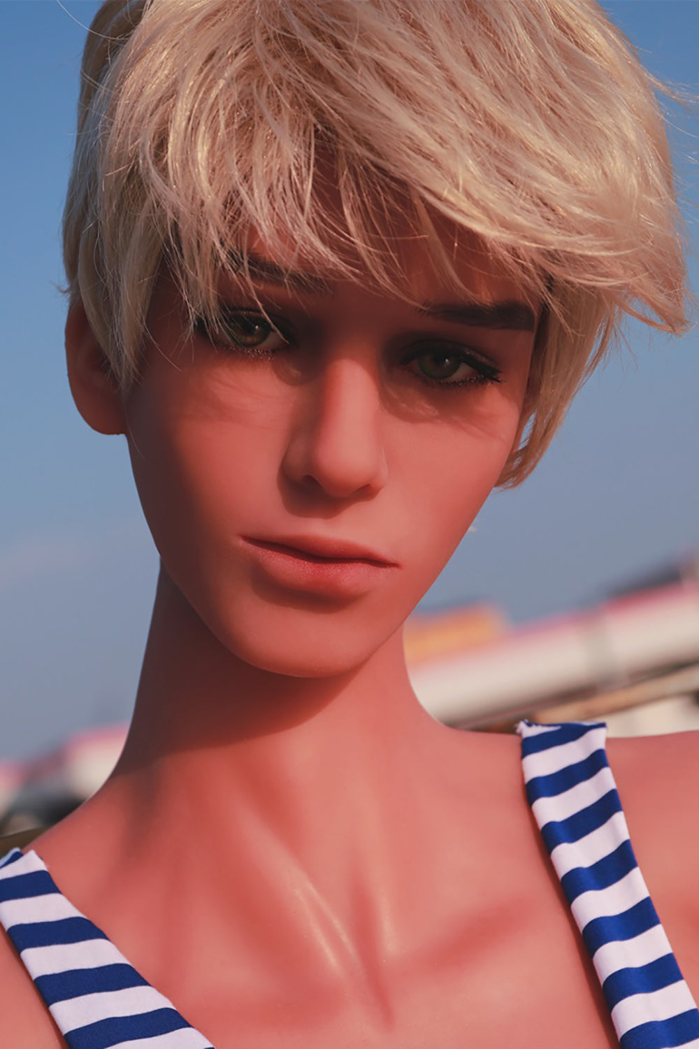 TPE Doll Head, Male Head, Handsome Boy, Lifelike Doll Head, Soft Doll Head with Wigs & Oral Hole ,#LA