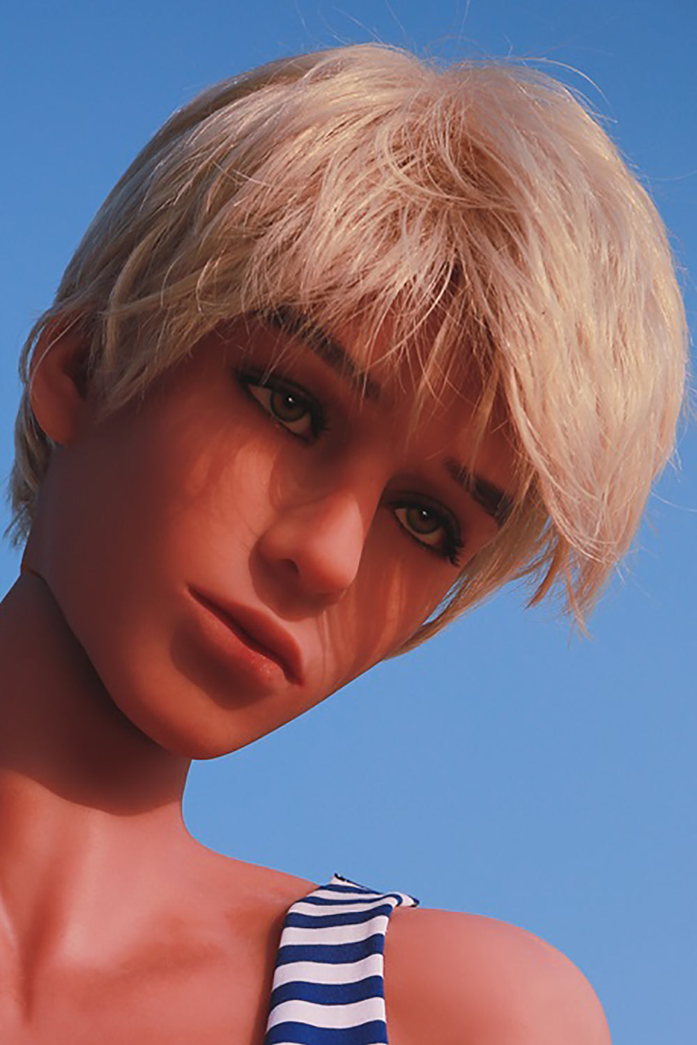 TPE Doll Head, Male Head, Handsome Boy, Lifelike Doll Head, Soft Doll Head with Wigs & Oral Hole ,#LA