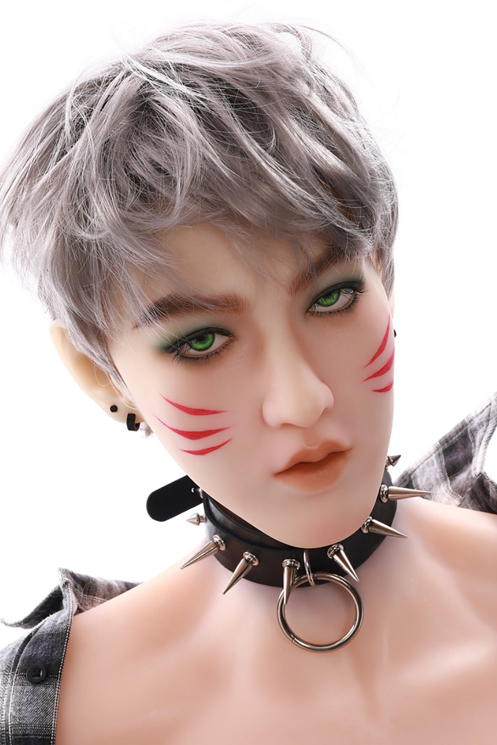 TPE Doll Head, Male Head, Cute Young Boy, Lifelike Doll Head, Soft Doll Head with Wigs & Oral Hole ,#LA