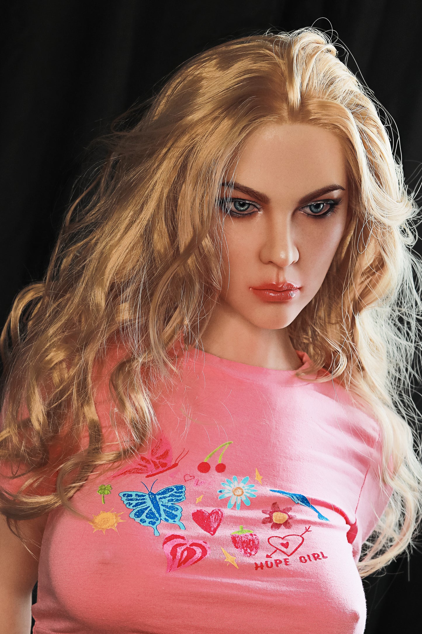Silicone Doll Head, Flesh, Elegant Lifelike Sex Doll Head, Hair Transplant / Implant Hair , No Oral ,#LA