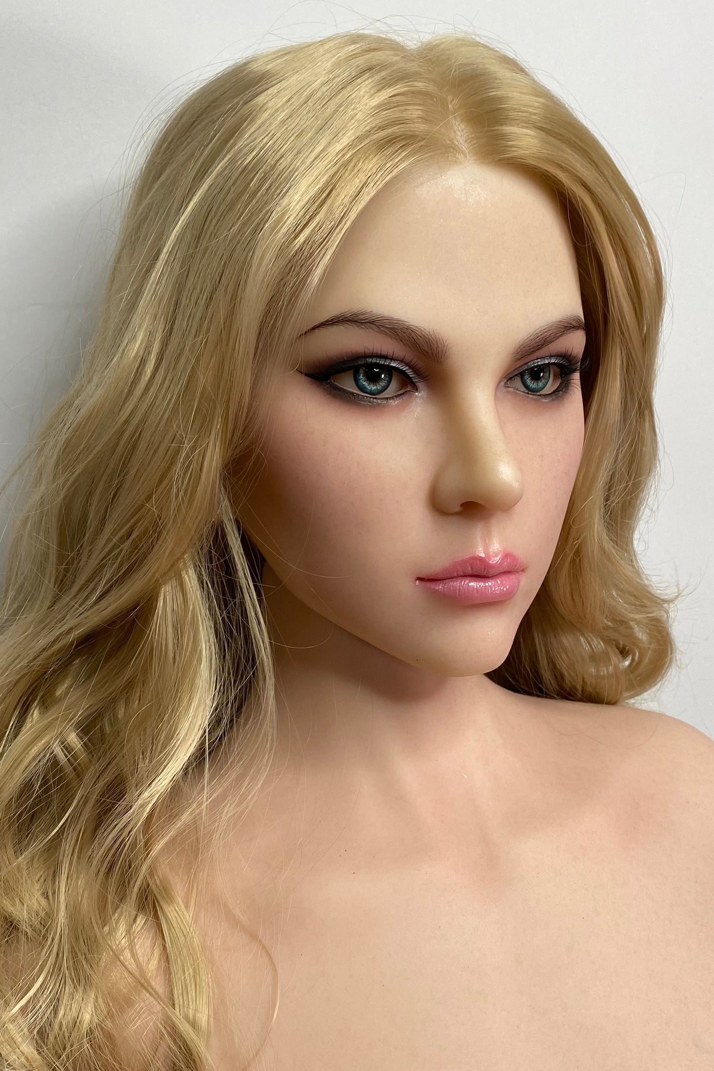 Silicone Doll Head, Flesh, Elegant Lifelike Sex Doll Head, Hair Transplant / Implant Hair , No Oral ,#LA
