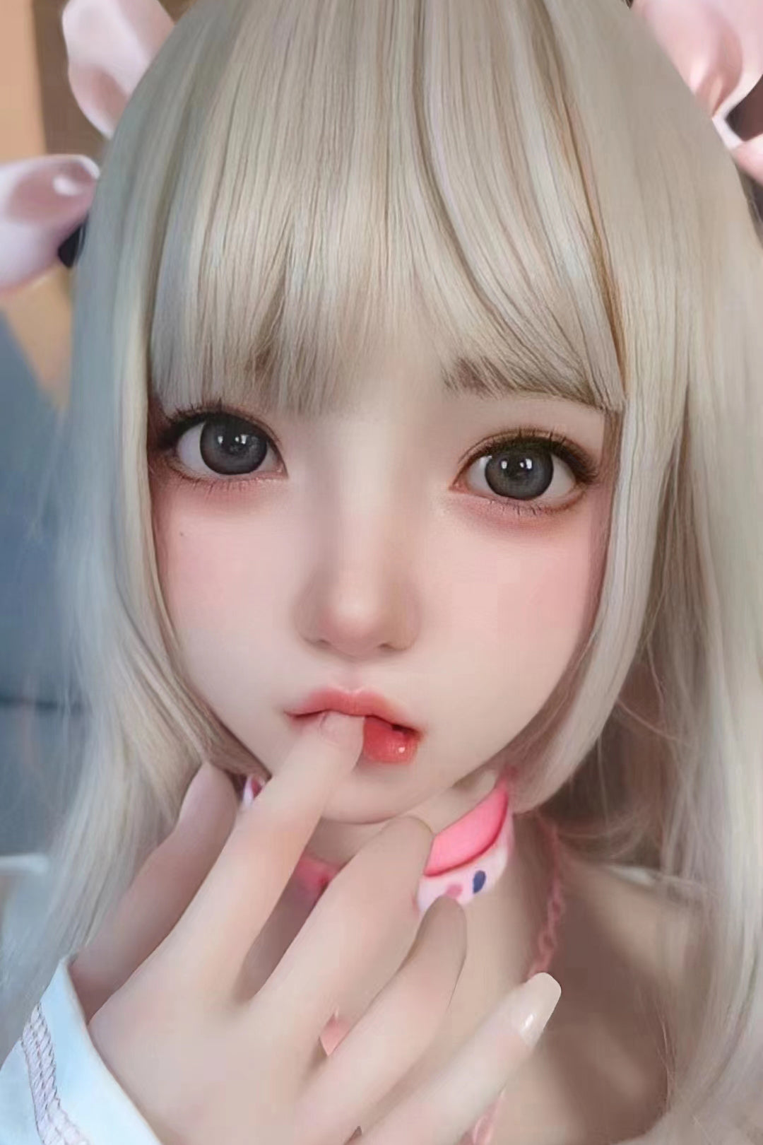 TPE Doll Head, Lovely Girl Sex Doll Head, with Wig and Mouth, M16 Doll Accessories, Life-size Doll Parts, #DG