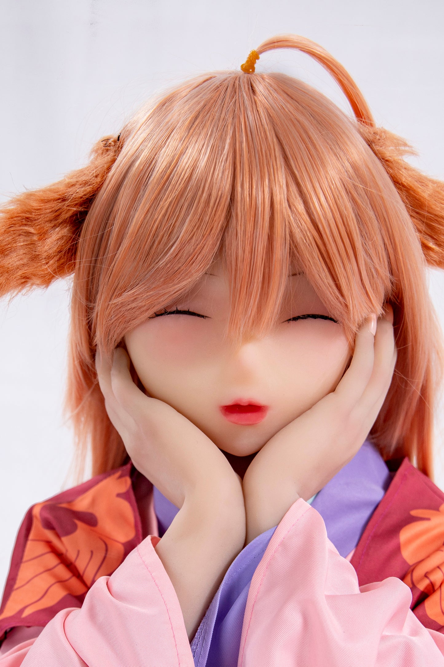 TPE Doll Head, Anime Doll Heads, Tushan Susu Sex Doll Head, Soft Doll Head with Wig & Oral Hole ,#DG