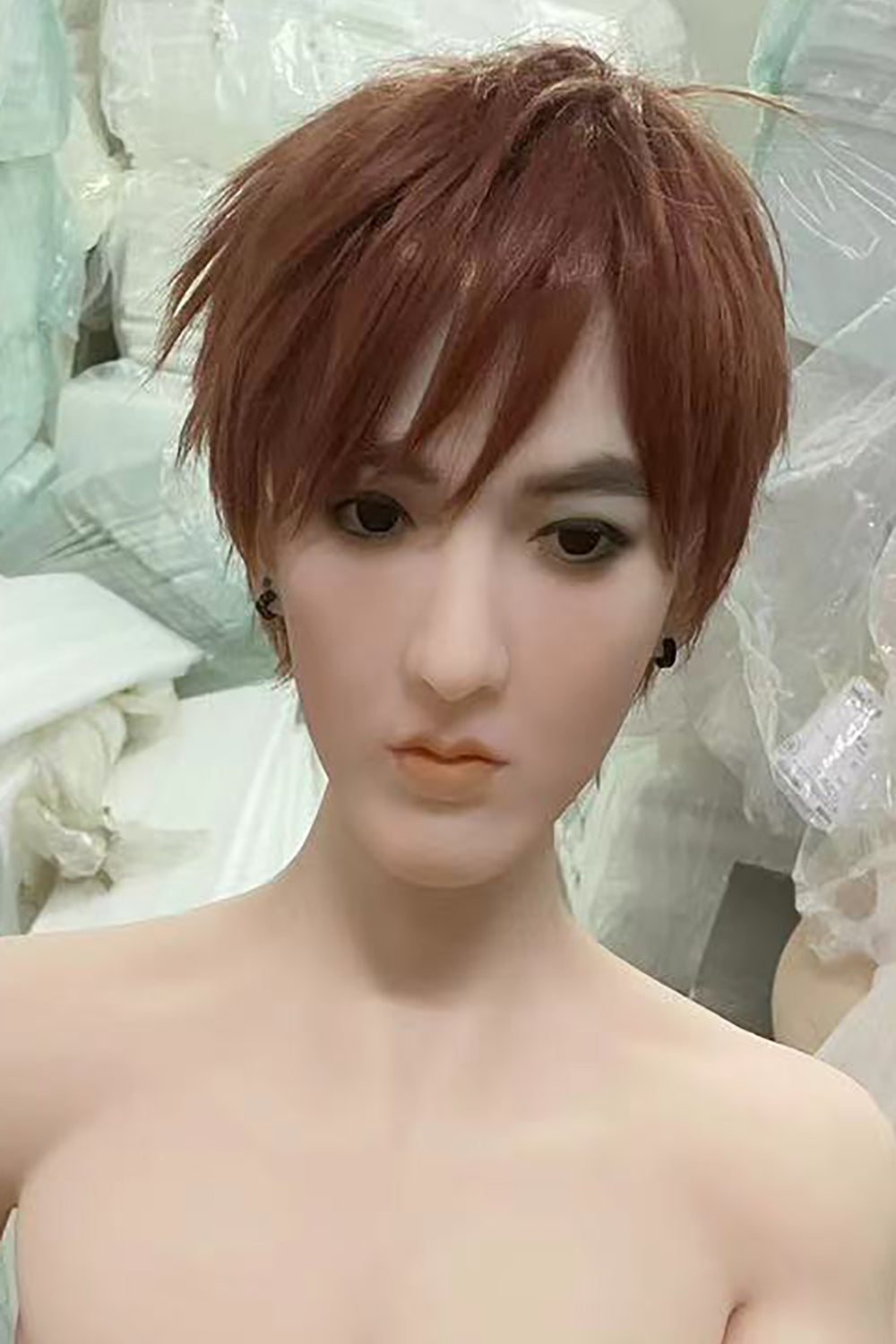 TPE Doll Head, Male Head, Cute Young Boy, Lifelike Doll Head, Soft Doll Head with Wigs & Oral Hole ,#LA