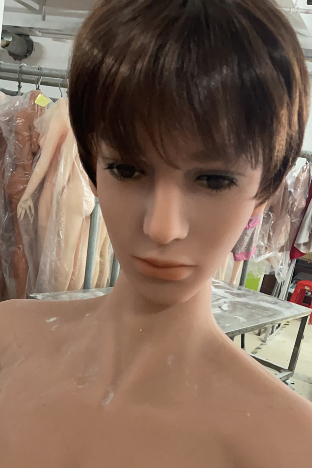 TPE Doll Head, Male Head, Handsome Boy, Lifelike Doll Head, Soft Doll Head with Wigs & Oral Hole ,#LA