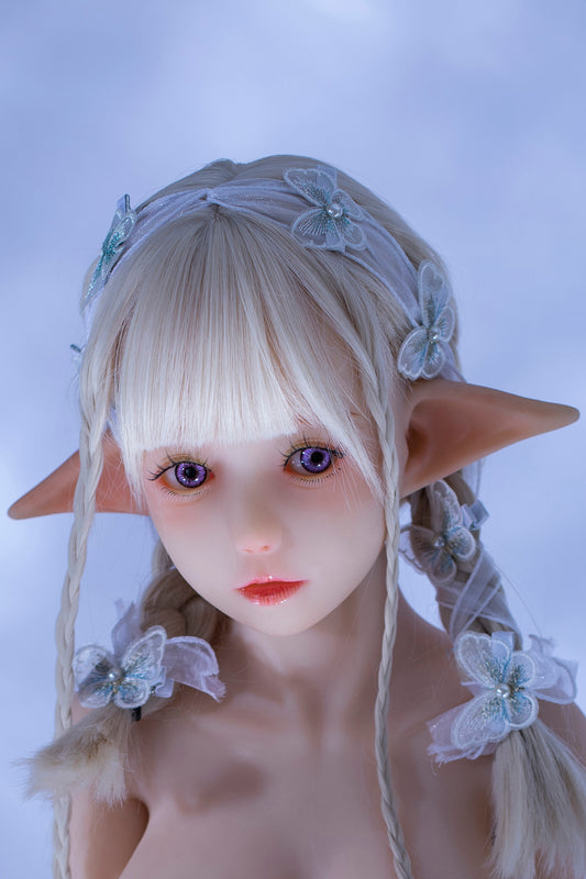 TPE Doll Head, Elf Girl with Pointy Ears, Sex Doll Head with Elf Ears, Soft Doll Head with Wigs & Oral Hole, #DG