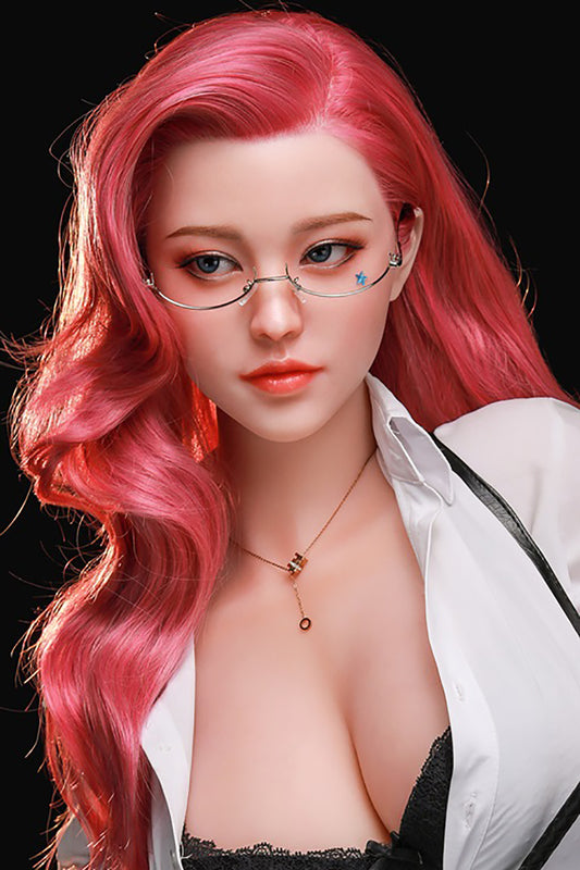 Silicone Doll Head, OL Lifelike Sex Doll Head, Sexy Teacher, Hair Transplant / Implant Hair , No Oral ,#LA