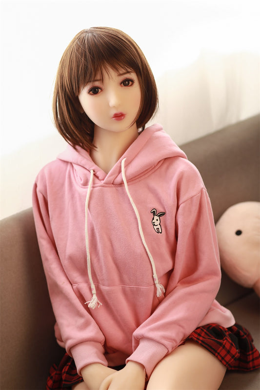 155cm Flat Chest TPE Sex Dolls, Natural White Slender Lovely Asian Love Dolls with Wig , Oral Hole ,#LA