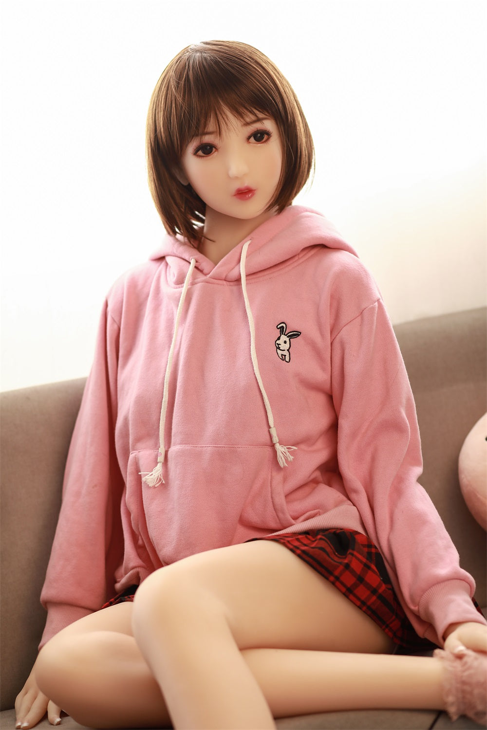 155cm Flat Chest TPE Sex Dolls, Natural White Slender Lovely Asian Love Dolls with Wig , Oral Hole ,#LA